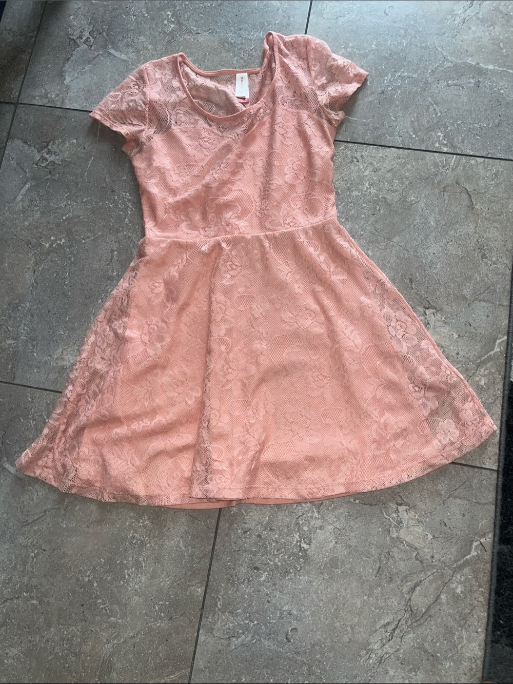 Mini casual peach lace dress